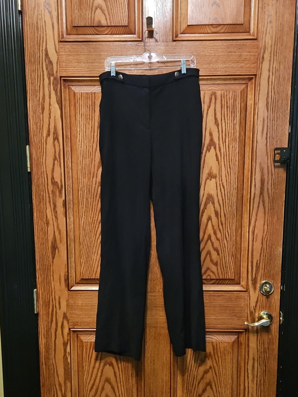 12 Long White House Black Market Black Straight-Leg Trousers